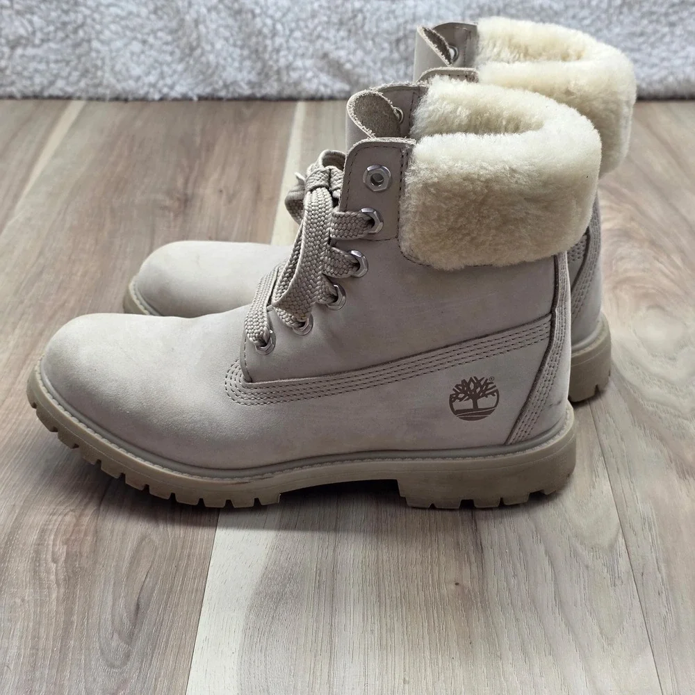 Timberland 6 Inch Premium Fur Collar Boots 200g Insulated Gray‎ Womens 7 A21VT